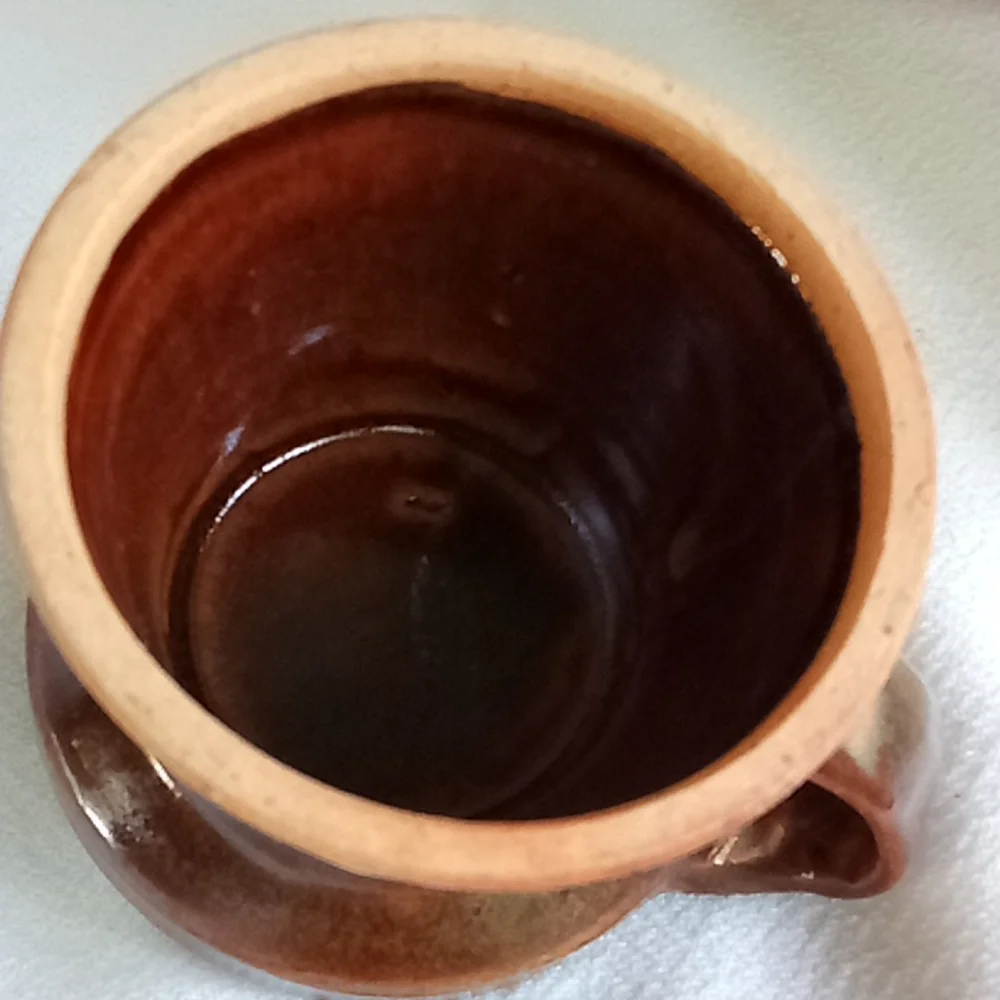 Drip pottery hand made folk art pottery candle holders